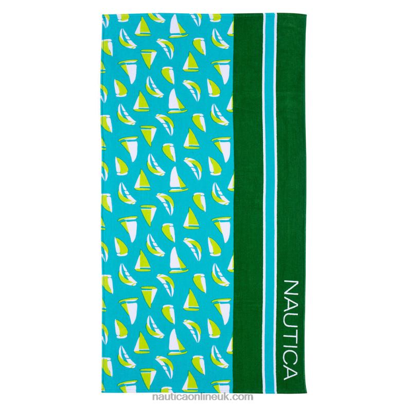 Nautica Kids' Boat Print Beach Towel L6J4L1181 Ice Blue
