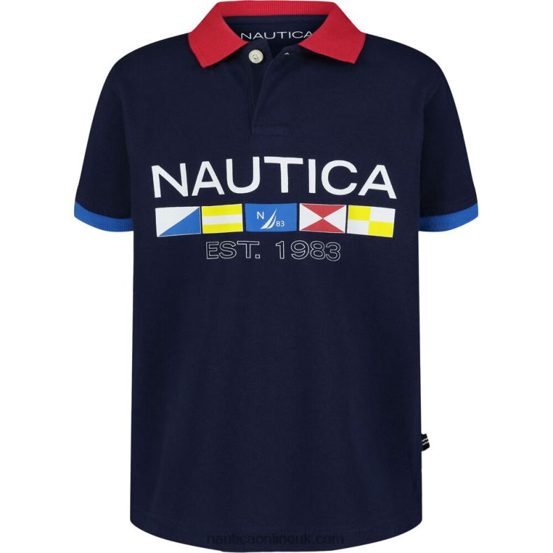 Nautica Boys' Flag Polo (8-20) L6J4L1060 J Navy