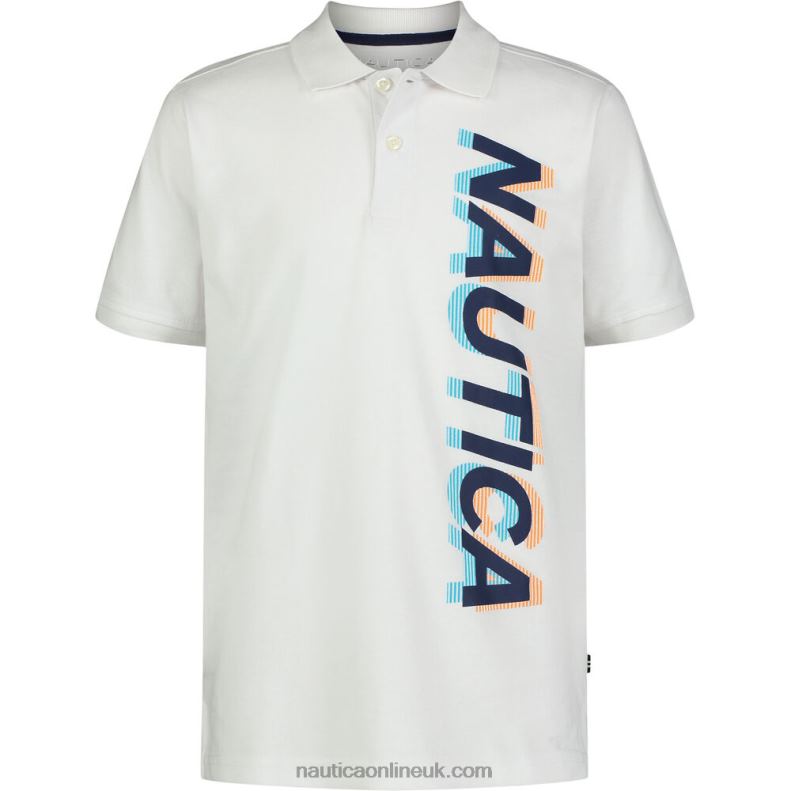 Nautica Boys' Logo Polo (8-20) L6J4L1300 Antique White Wash