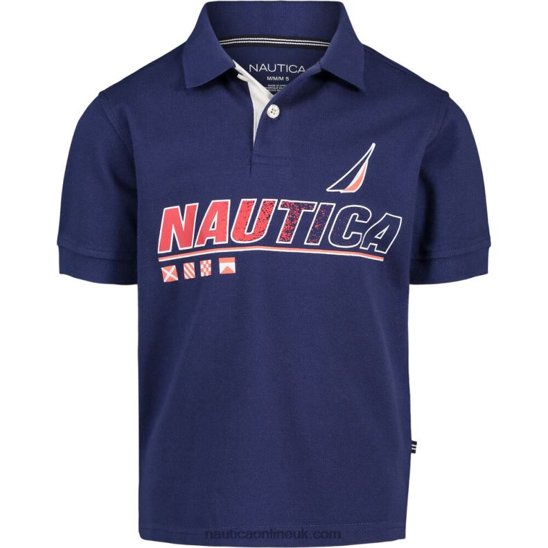 Nautica Little Boys' Logo Graphics Polo (4-7) L6J4L1127 J Navy