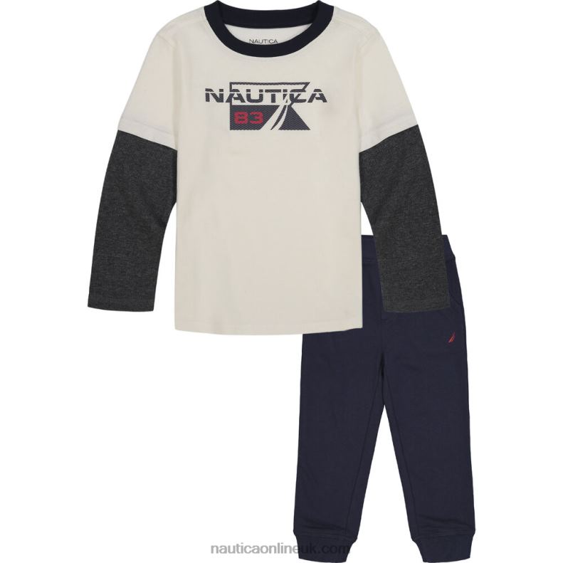 Nautica Infant Boys' Thermal 2Pc Jogger Set (12M-24M) L6J4L1165 Antique White Wash
