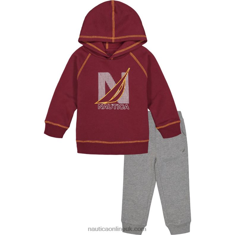 Nautica Toddler Boys' Fleece Hoodie 2Pc Jogger Set (2T-4T) L6J4L1151 Deep Sea Red