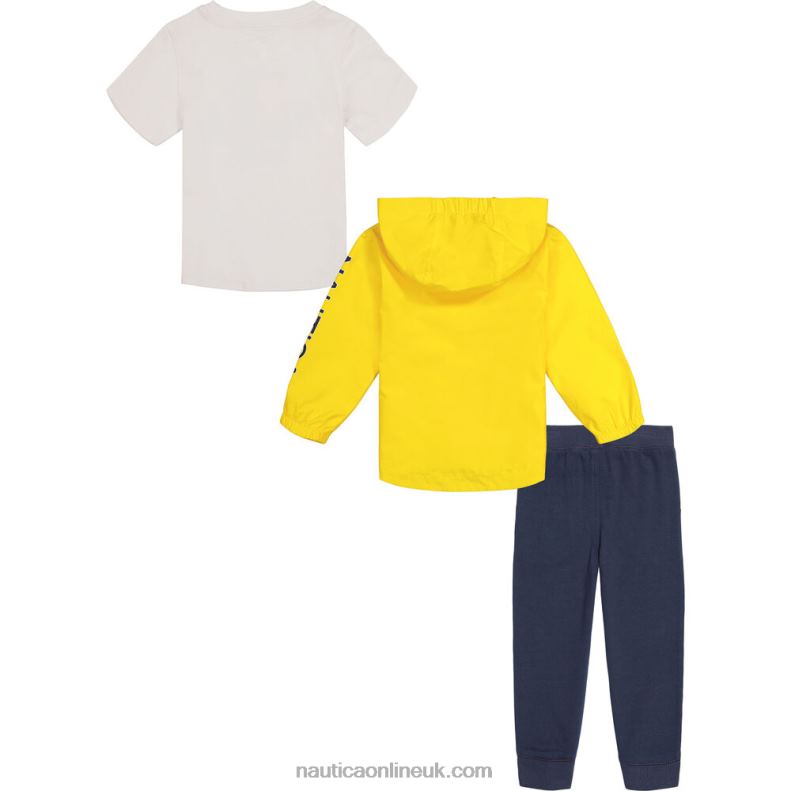 Nautica Toddler Boys\' Jacket And T-Shirt 3Pc Jogger Set L6J4L1282 Light Yellow