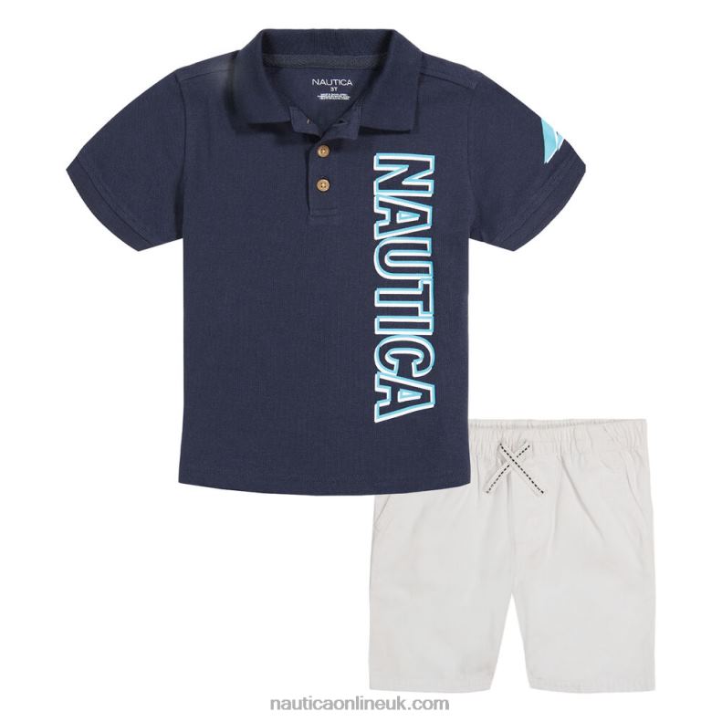 Nautica Toddler Boys' Polo Short 2Pc Set L6J4L1211 Light Yellow