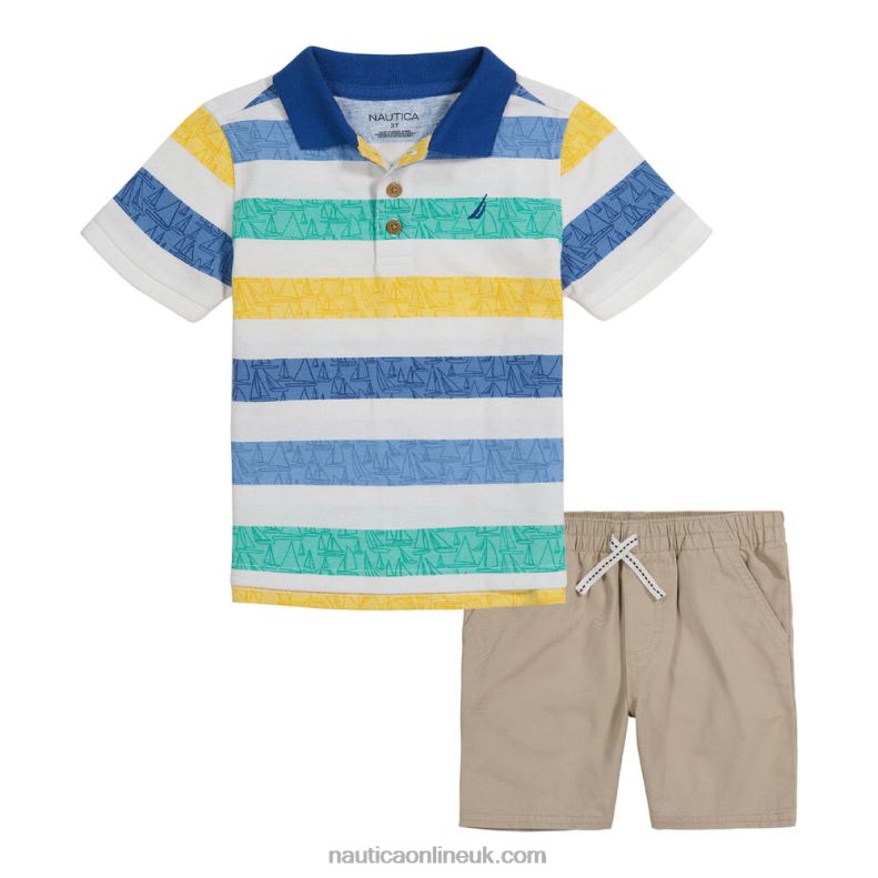 Nautica Toddler Boys' Polo Short 2Pc Set L6J4L1247 Raspberry