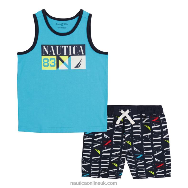 Nautica Toddler Boys' Tank Short 2Pc Set L6J4L1230 Raspberry