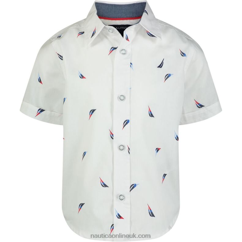Nautica Boys' Printed Shirt (8-20) L6J4L1299 Antique White Wash
