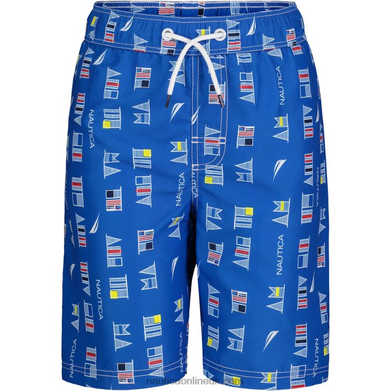 Nautica Boys' Flag Print Swim Short (8-16) L6J4L1197 True Navy