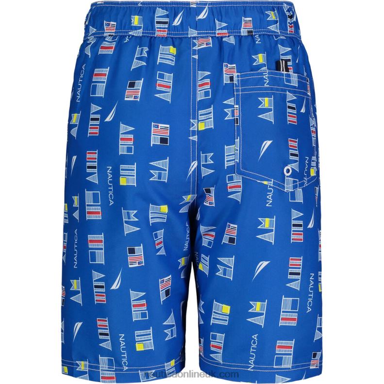 Nautica Boys\' Flag Print Swim Short (8-16) L6J4L1197 True Navy