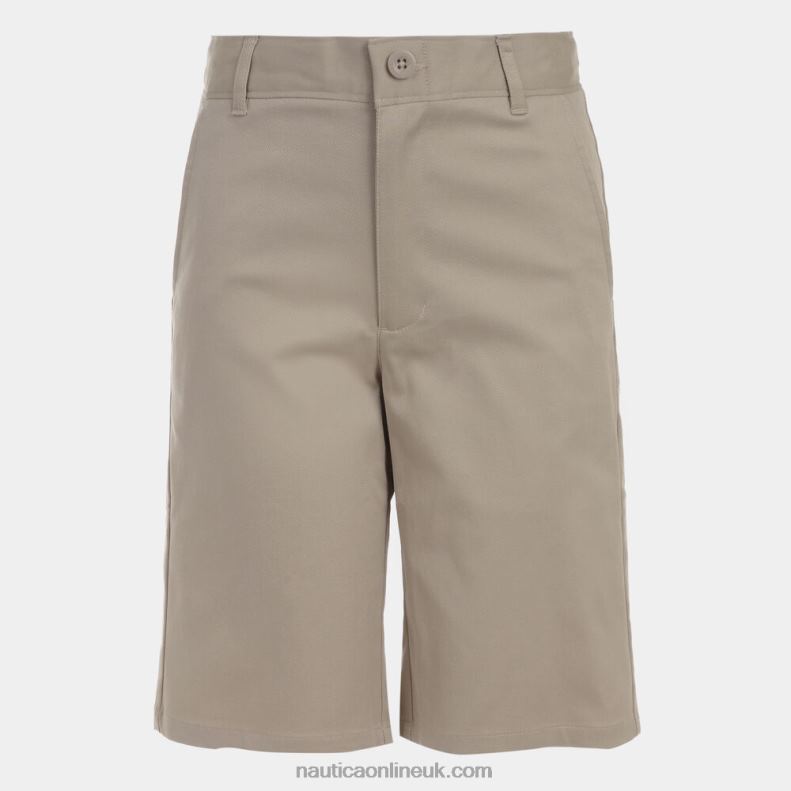 Nautica Boys' Flat Front Stretch Waist Short (8-18) L6J4L1303 Dark Brown Heather