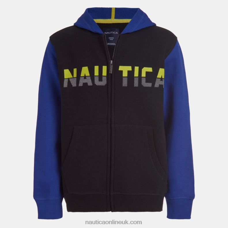 Nautica Little Boys' Colorblock Logo Zip Hoodie (4-7) L6J4L1295 Black