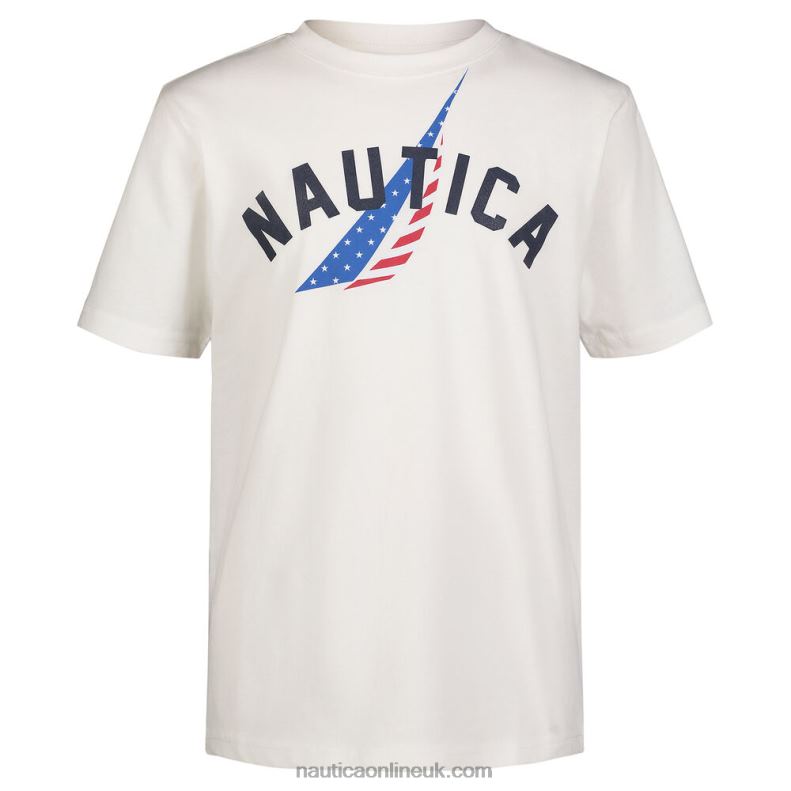 Nautica Boys' Americana J-Class Logo Graphic T-Shirt (8-20) L6J4L1231 Antique White Wash