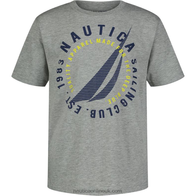 Nautica Boys' Circle Logo Graphic T-Shirt (8-20) L6J4L1190 Grey Heather