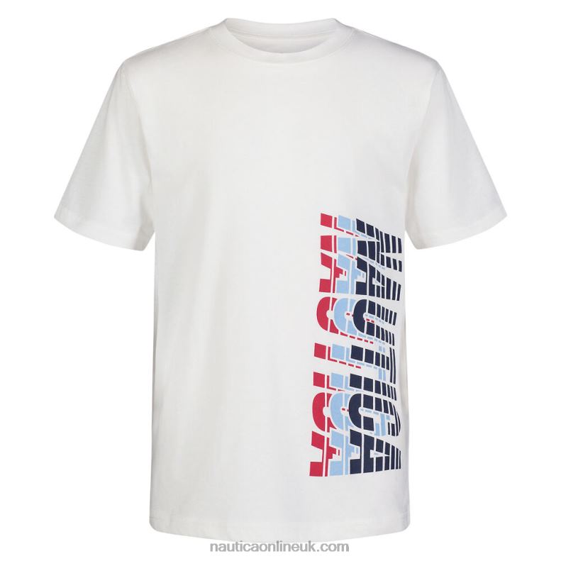 Nautica Boys' Glitch Graphic T-Shirt (8-20) L6J4L1198 Antique White Wash