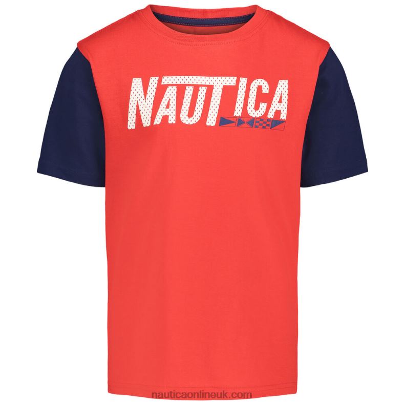 Nautica Boys' Mesh Logo T-Shirt (8-20) L6J4L1123 Firey Red