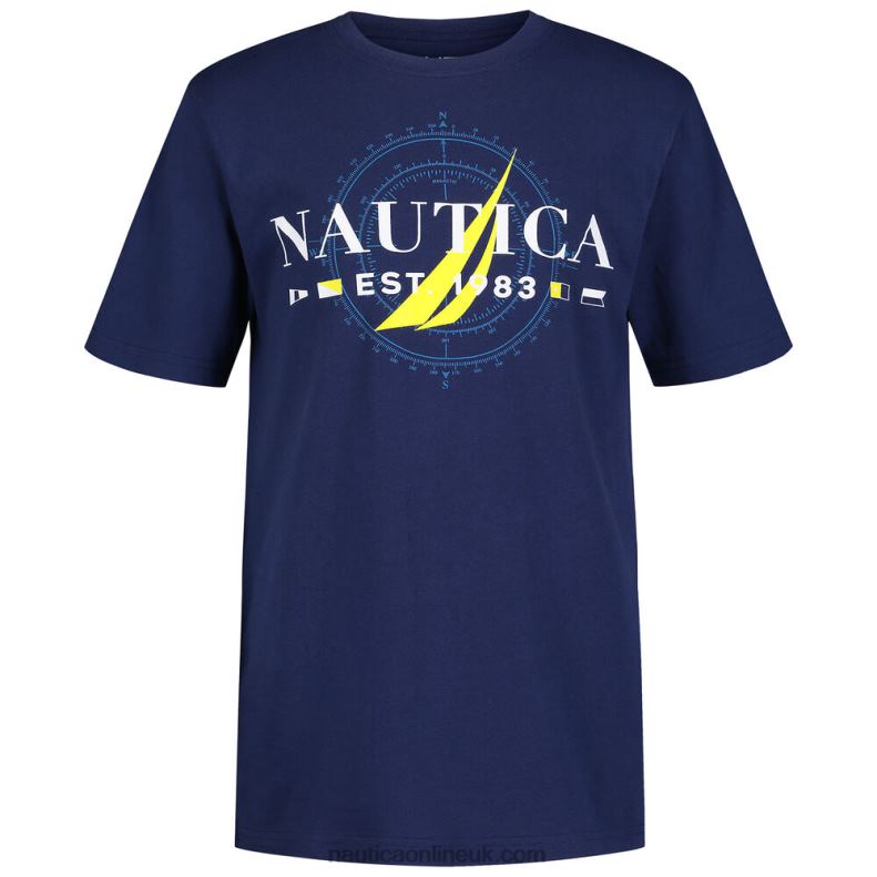 Nautica Boys' Navigation Graphic T-Shirt (8-20) L6J4L1195 J Navy
