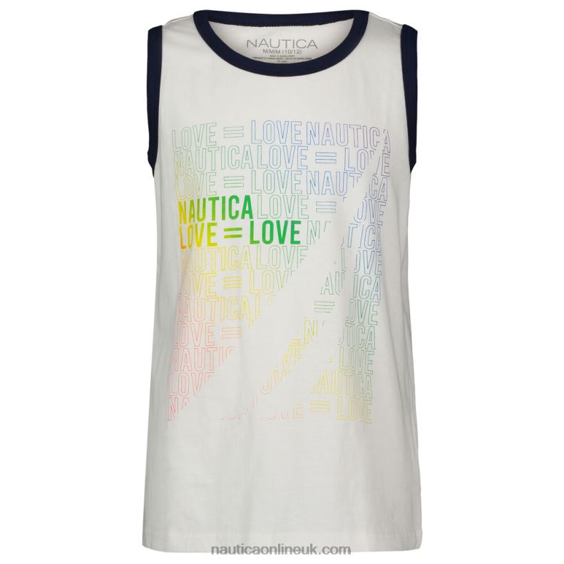 Nautica Boys' Pride Love Graphic Tank (8-20) L6J4L597 Antique White Wash