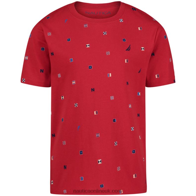 Nautica Boys' Signal Code T-Shirt (8-20) L6J4L1257 Melonberry