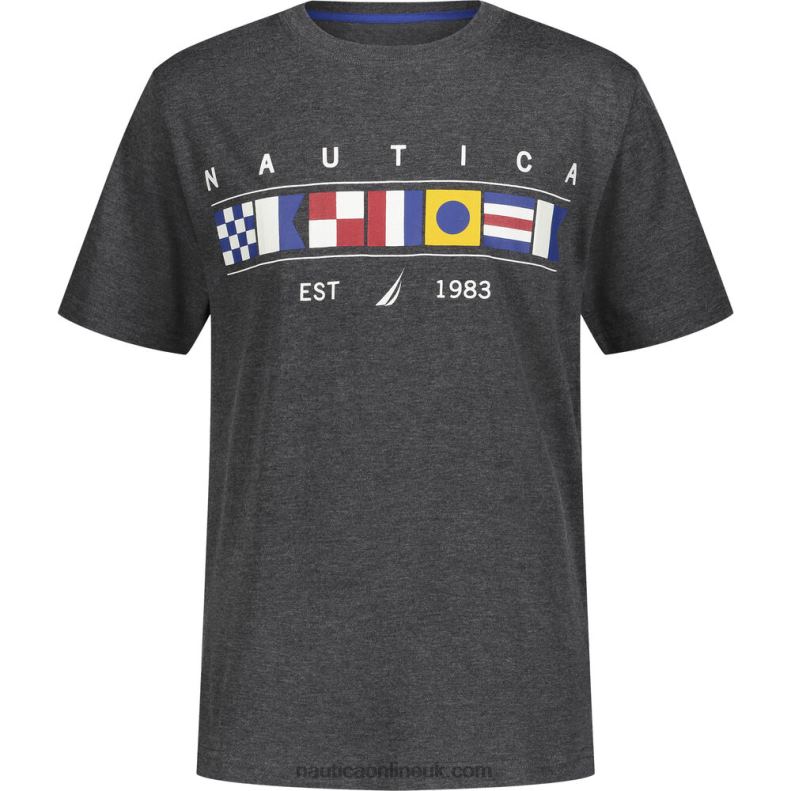 Nautica Little Boys\' Flags Graphic T-Shirt (4-7) L6J4L1142 Grey Heather