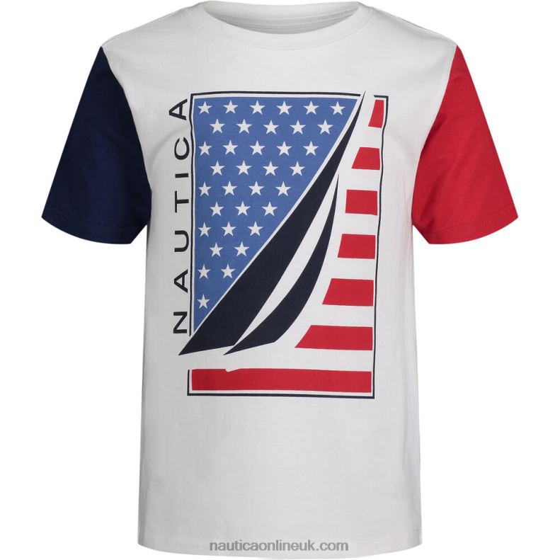 Nautica Little Boys' Patriotic Graphic T-Shirt (4-7) L6J4L1307 Antique White Wash