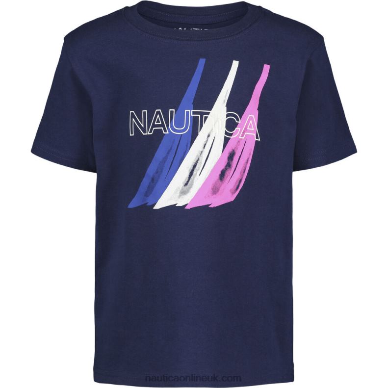 Nautica Toddler Boys' Paint Print Graphic T-Shirt (2T-4T) L6J4L1170 J Navy