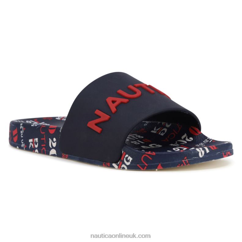 Nautica Boys' Logo Slip-On Sandal L6J4L1191 Rust Blue Wash Outlet