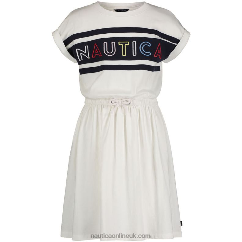 Nautica Girls' Billboard Logo Dress (7-16) L6J4L1459 Antique White Wash