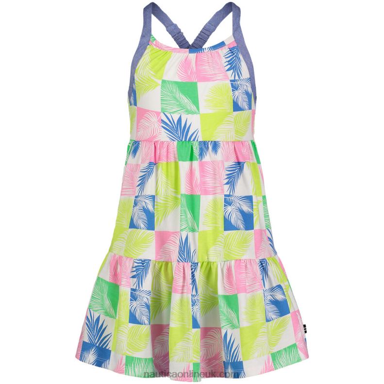 Nautica Girls' Printed Tiered Dress (7-16) L6J4L1464 Antique White Wash