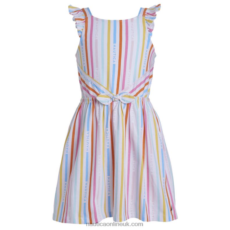 Nautica Girls' Rainbow Stripe Dress (7-16) L6J4L1310 Antique White Wash