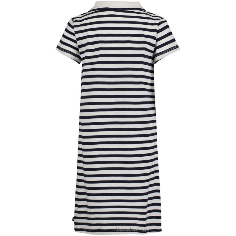 Nautica Girls\' Striped Polo Dress (7-16) L6J4L1469 Antique White Wash