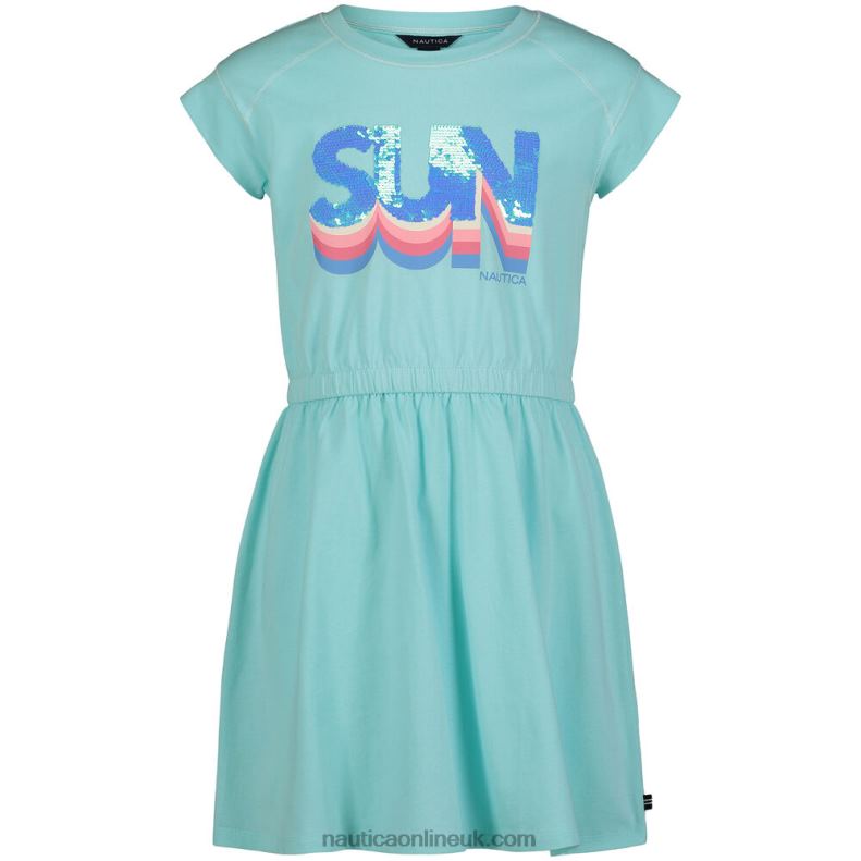Nautica Girls' Sun Fun Dress (7-16) L6J4L1523 Aqua Splash