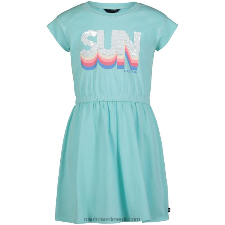Nautica Girls\' Sun Fun Dress (7-16) L6J4L1523 Aqua Splash