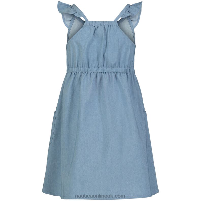 Nautica Little Girls\' Chambray Dress (4-6X) L6J4L1544 Estate Blue