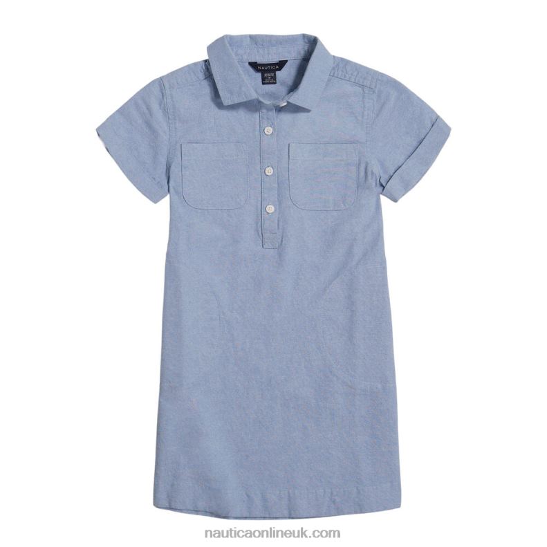 Nautica Little Girls' Chambray Shirt Dress (4-6X) L6J4L1418 Nite Sea Heather