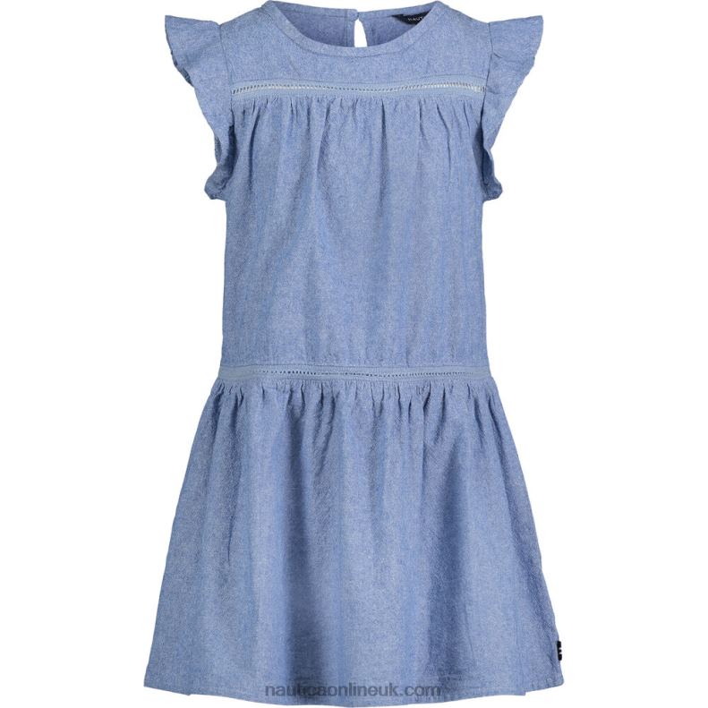 Nautica Little Girls' Flutter-Sleeve Chambray Dress (4-6X) L6J4L1407 Light Tide Water Wash
