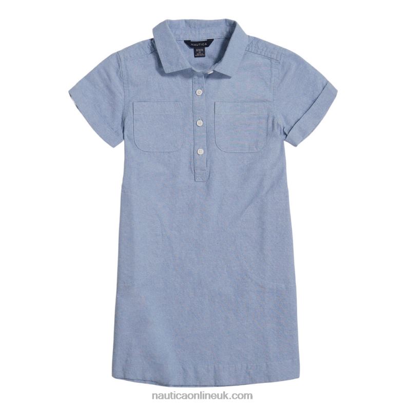 Nautica Toddler Girls' Chambray Shirt Dress (2T-4T) L6J4L1396 Nite Sea Heather