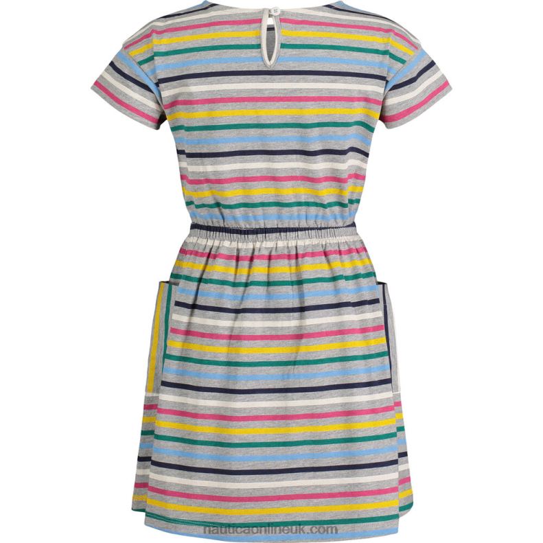 Nautica Toddler Girls\' Roadmap Striped Dress (2T-4T) L6J4L1389 Grey Heather