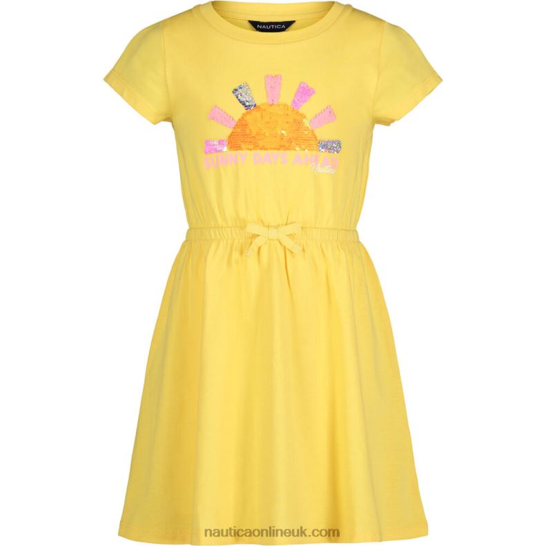 Nautica Toddler Girls' Sunny Days T-Shirt Dress (2T-4T) L6J4L1319 Lemonade