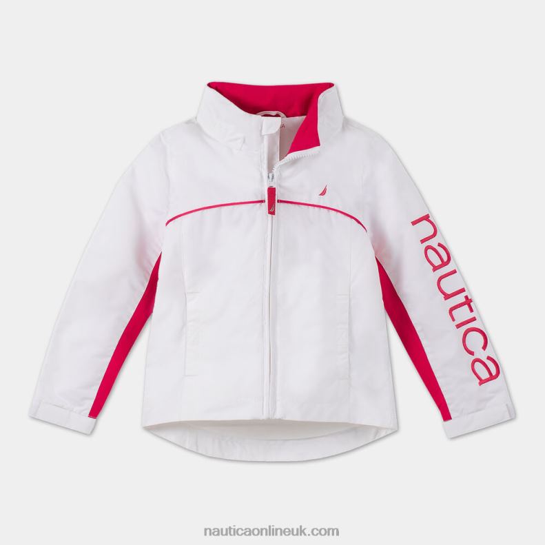 Nautica Little Girls' Water-Resistant J-Class Jacket (4-6X) L6J4L1510 Sail White