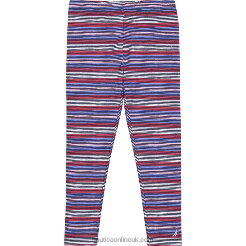 Nautica Little Girls' Wave-Striped Legging (4-6X) L6J4L1404 Navy