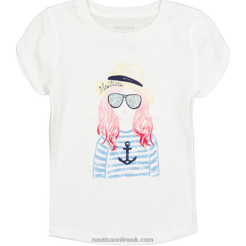 Nautica Girls' Girl T-Shirt (7-16) L6J4L1410 Antique White Wash