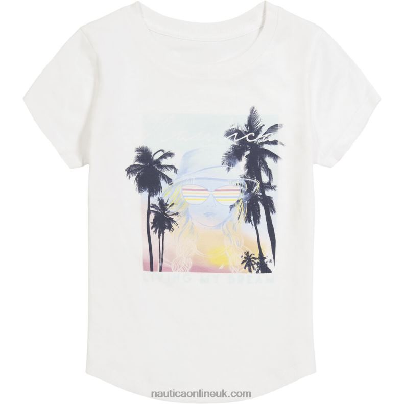 Nautica Girls' Living My Dreams T-Shirt (7-16) L6J4L1381 Antique White Wash