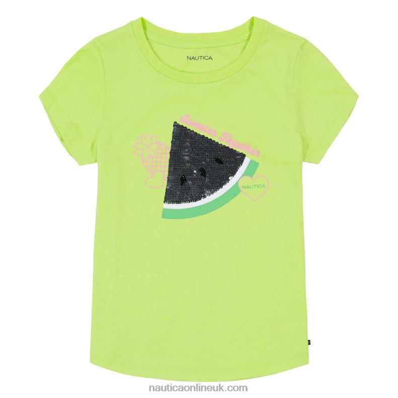 Nautica Girls\' Sequin Watermelon T-Shirt (7-16) L6J4L1507 Biscay Teal