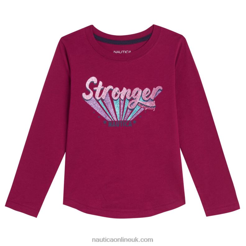 Nautica Girls' Stronger Than Ever Long-Sleeve T-Shirt (7-16) L6J4L1423 Dusty Pink