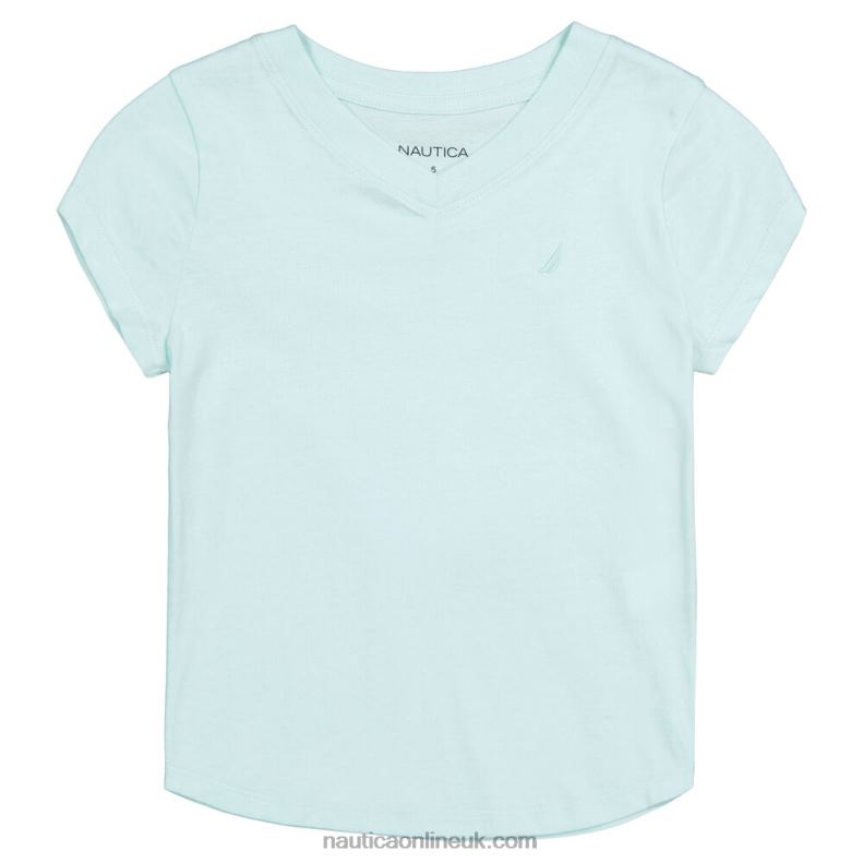 Nautica Girls' V-Neck T-Shirt (7-16) L6J4L1474 Worn Chambray