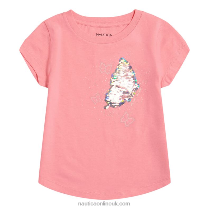 Nautica Little Girls\' Be The Change T-Shirt (4-6X) L6J4L1380 Leis Pink