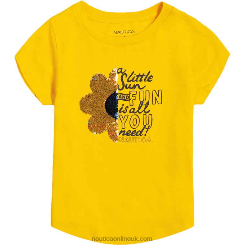 Nautica Little Girls' Flower Wind Waves T-Shirt (4-6X) L6J4L1409 Empire Gold