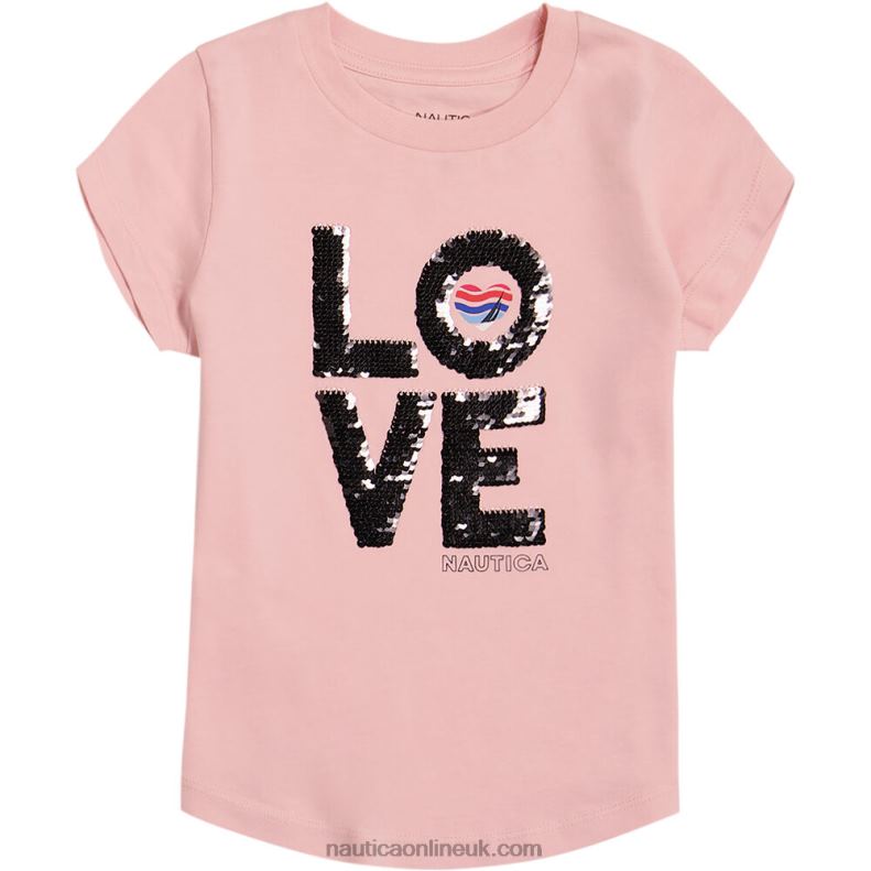 Nautica Little Girls' Love Heart T-Shirt (4-6X) L6J4L1445 Tomato