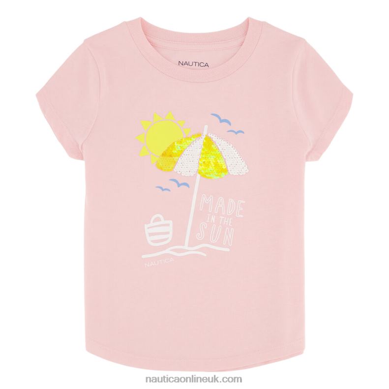 Nautica Little Girls' Made In The Sun T-Shirt (4-6X) L6J4L1543 Sunguard Red