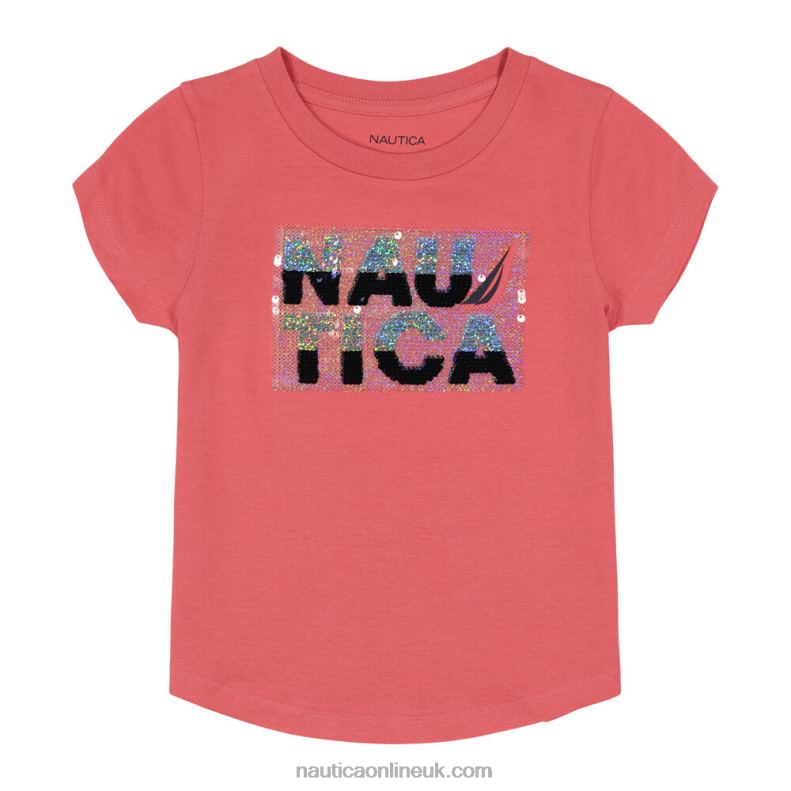 Nautica Little Girls' Magic Sequin T-Shirt (4-6X) L6J4L1426 Raspberry